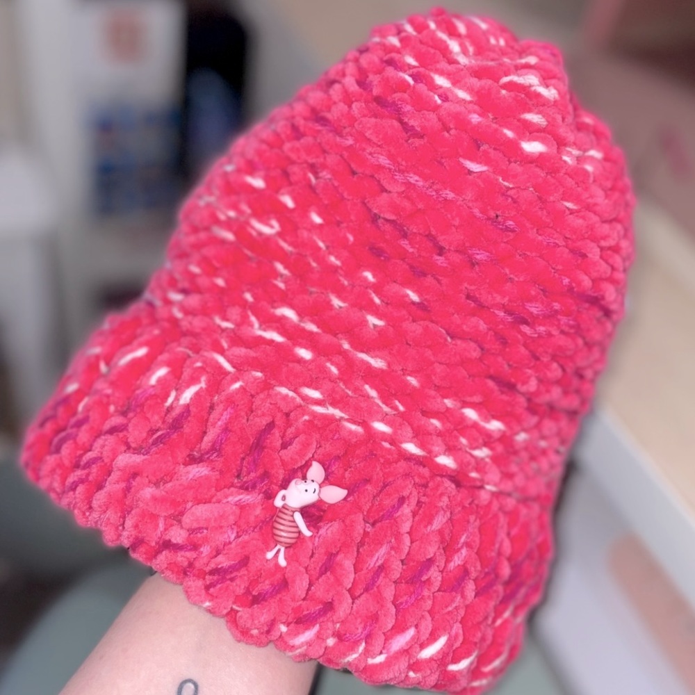 Handmade crochet Piglet beanie